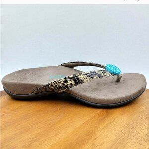 Vionic Felipa Snake Turquoise Beaded Orthopedic Sandals Flip Flops Sz 5